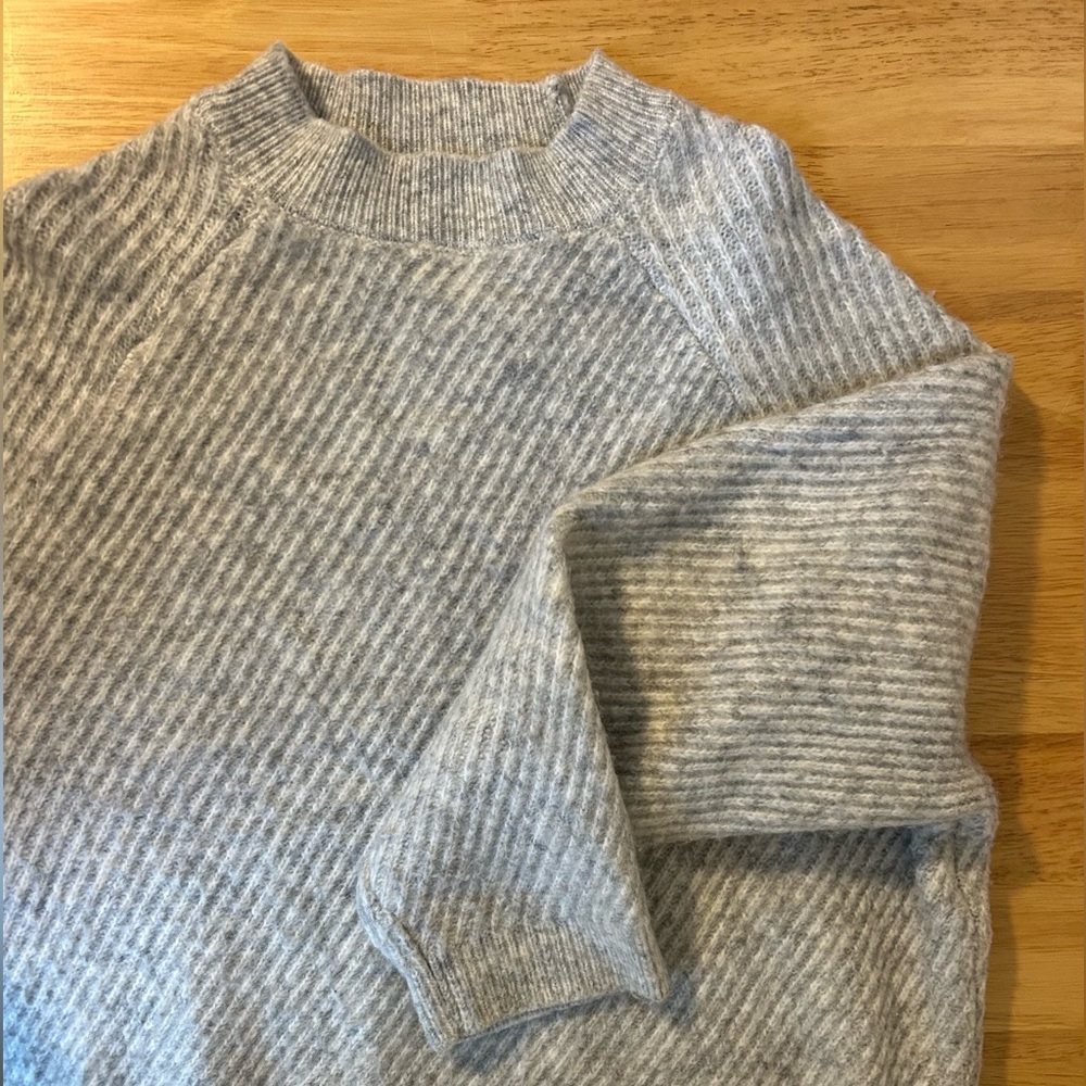 Mango Wool Blend Grey Women’s Crewneck Sweater